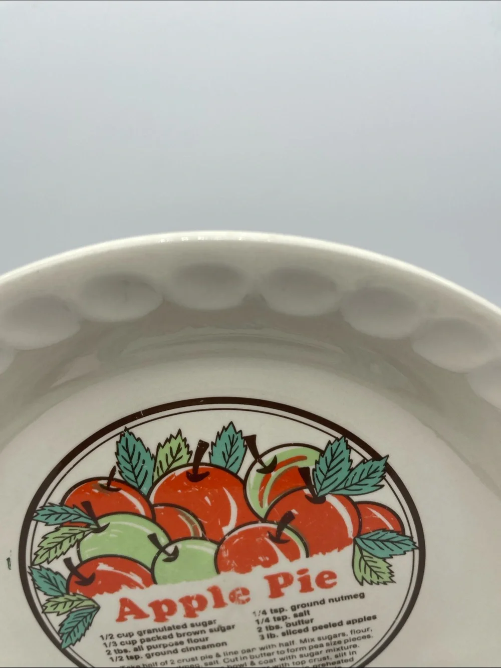 Vintage Apple Pie Recipe Dish Plate Sunnycraft Sunstone 11011 Collectible
